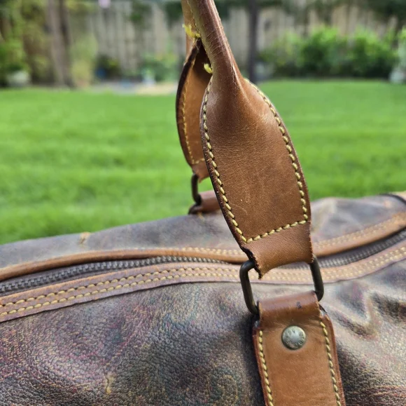 Etro Vintage 16” Travel Duffle Bag – Paisley & Leather – Rehab Project - Picture 9 of 15
